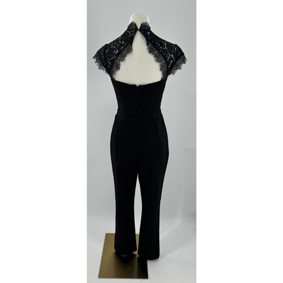 Express Black Lace Pantsuit Open Back Formal Cocktail Jumpsuit Romper Small 2 XS - Picture 4 of 11
